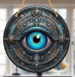 Gothic Evil Eye Wall Hanging Decor - Mystical Blue Eye Protection Amulet - Round Steampunk Style Home & Office Wall Art - High-Quality Decorative Hanging Piece - Image 6