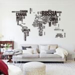 Large World Map Typography Wall Sticker - Creative DIY Vinyl Word Map Decal for Home, Office & Living Room Decor - Image 7