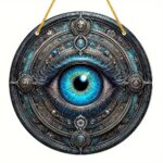 Gothic Evil Eye Wall Hanging Decor - Mystical Blue Eye Protection Amulet - Round Steampunk Style Home & Office Wall Art - High-Quality Decorative Hanging Piece - Image 5