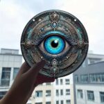 Gothic Evil Eye Wall Hanging Decor - Mystical Blue Eye Protection Amulet - Round Steampunk Style Home & Office Wall Art - High-Quality Decorative Hanging Piece - Image 4