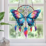 Butterfly Dream Catcher Wall Hanging Decor - Colorful Butterfly & Feather Wind Chime for Home, Bedroom & Balcony Decoration - Image 5