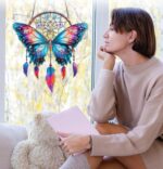 Butterfly Dream Catcher Wall Hanging Decor - Colorful Butterfly & Feather Wind Chime for Home, Bedroom & Balcony Decoration - Image 3