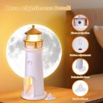 Moonlight Lighthouse Atmosphere Night Light with Bluetooth Speaker & Moon Projector_Remote Control - Image 5