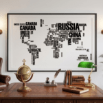 Large World Map Typography Wall Sticker - Creative DIY Vinyl Word Map Decal for Home, Office & Living Room Decor - Image 8