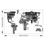 Large World Map Typography Wall Sticker - Creative DIY Vinyl Word Map Decal for Home, Office & Living Room Decor - Image 9