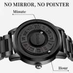 Rclock Magnetic Ball Men's Luxury Watch - Creative Minimalist Pointerless Design - Black Technology Concept Quartz Wristwatch - Premium Stainless Steel Watch for Men - Image 9