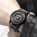 Rclock Magnetic Ball Men's Luxury Watch - Creative Minimalist Pointerless Design - Black Technology Concept Quartz Wristwatch - Premium Stainless Steel Watch for Men - Image 3