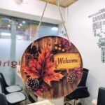 Fall Welcome Door Sign - 8 Inch Round Autumn Wood Grain Hanging Wall Decor with Maple Leaves, Pinecones & Berries - Image 9