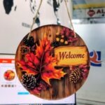 Fall Welcome Door Sign - 8 Inch Round Autumn Wood Grain Hanging Wall Decor with Maple Leaves, Pinecones & Berries - Image 7
