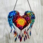 Heart-Shaped Angel Wings Dream Catcher - Romantic Rose & Feather Wall Hanging Decor for Bedroom, Living Room & Gift - Image 10