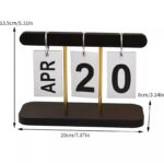 Wooden Flip Desk Calendar - Creative Manual Page Turning Perpetual Calendar for Office & Home Decor - Image 2