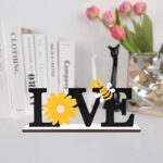 Wooden Love Heart with Bee and Sunflower Spring Summer Decoration Sign, Suitable for Personal Gift - Image 2