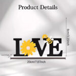 Wooden Love Heart with Bee and Sunflower Spring Summer Decoration Sign, Suitable for Personal Gift - Image 3