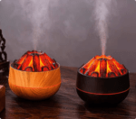 Wood Essential Oil Diffuser, Charcoal Fire Air Humidifier, Aroma Diffuser with Night Light