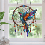 Hummingbird Dreamcatcher Wall Hanging Decor - Colorful Bird & Feather Suncatcher for Home, Window & Balcony - Premium Acrylic Art Decor - Image 4