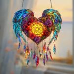 Heart-Shaped Angel Wings Dream Catcher - Romantic Rose & Feather Wall Hanging Decor for Bedroom, Living Room & Gift - Image 6