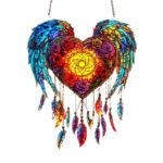 Heart-Shaped Angel Wings Dream Catcher - Romantic Rose & Feather Wall Hanging Decor for Bedroom, Living Room & Gift - Image 5
