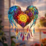 Heart-Shaped Angel Wings Dream Catcher - Romantic Rose & Feather Wall Hanging Decor for Bedroom, Living Room & Gift - Image 2