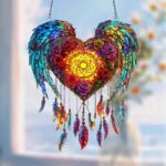 Heart-Shaped Angel Wings Dream Catcher - Romantic Rose & Feather Wall Hanging Decor for Bedroom, Living Room & Gift - Image 4
