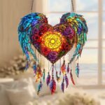 Heart-Shaped Angel Wings Dream Catcher - Romantic Rose & Feather Wall Hanging Decor for Bedroom, Living Room & Gift - Image 3