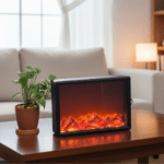 Modern Slim LED Fireplace Lamp Realistic Moving Flame Effect _ USB & Battery Powered Warm Night Light for Gift, Home Decor